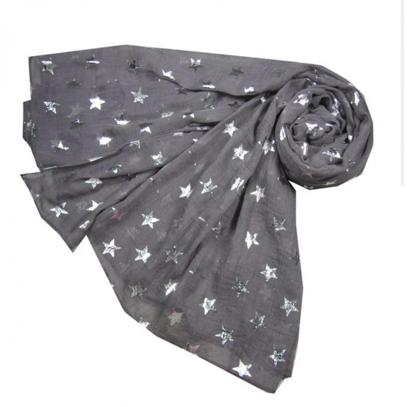 Silver Stars Grey Scarf Annie's Closet